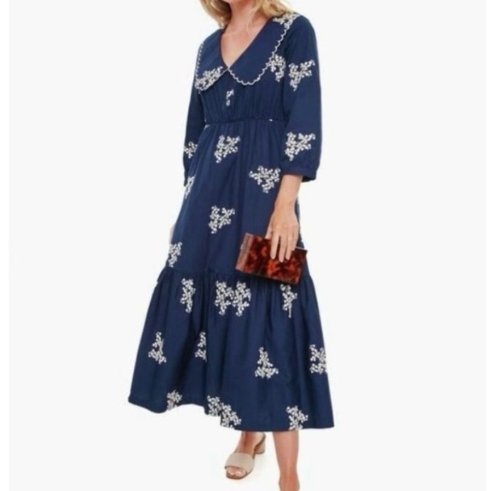 Tuckernuck Navy Davis Embroidered Dress